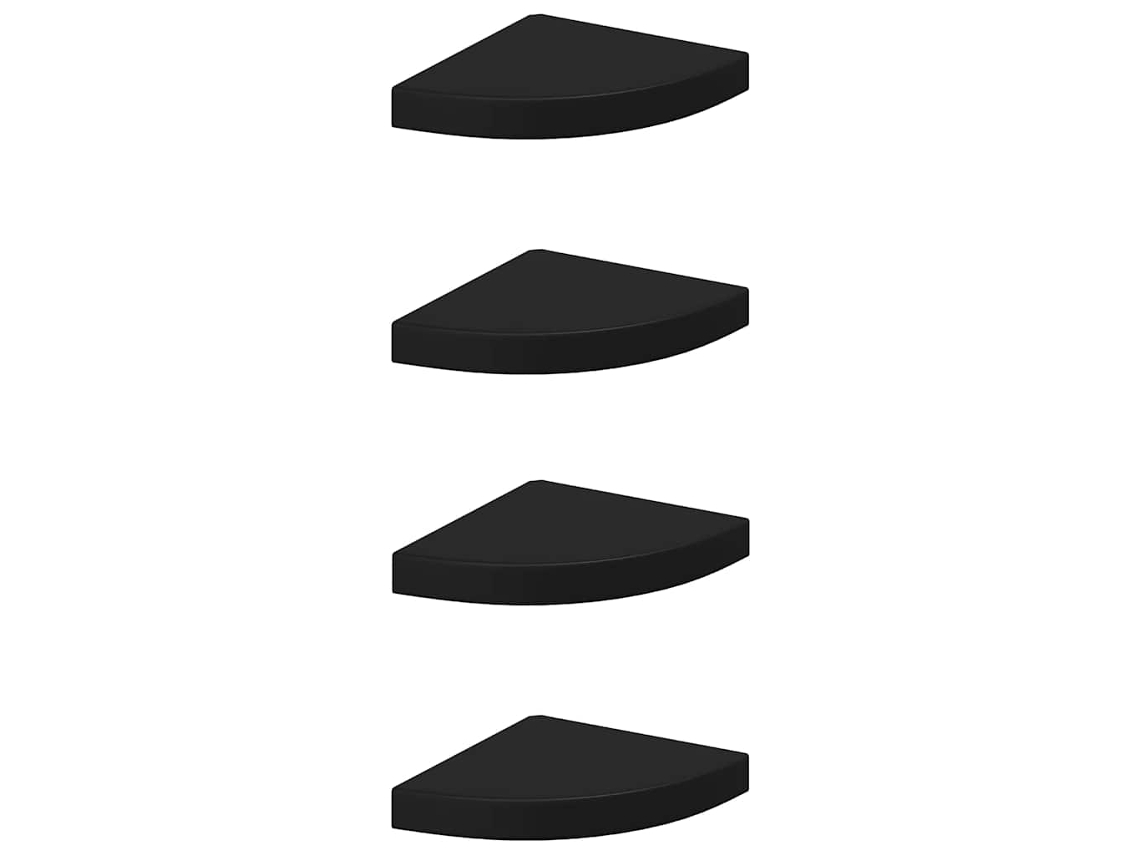 Prateleiras de Canto Suspensas 4 Pcs 25x25x3,8 cm MDF Preto MAISON EXCLUSIVE