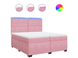 Cama com Molas/colchão 200x200 Cm Veludo Rosa MAISON EXCLUSIVE