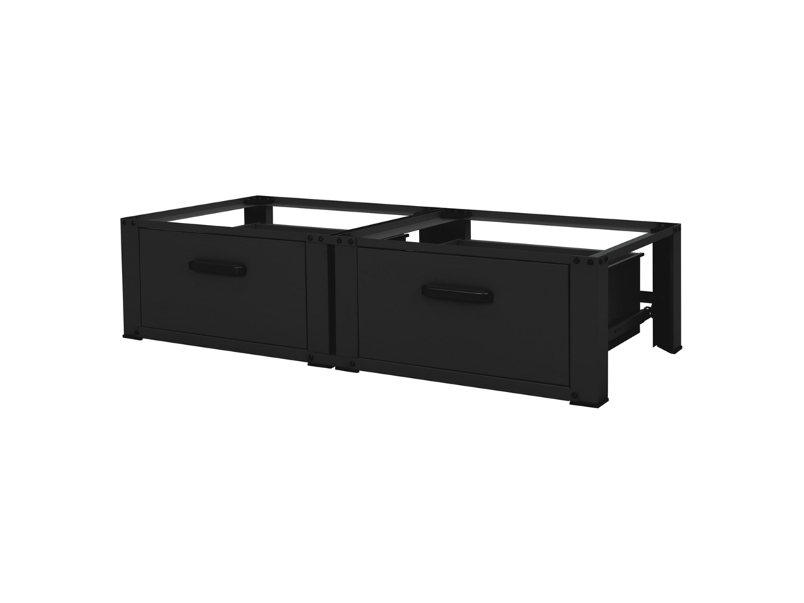 Conjunto de 2 Máquinas de Lavar Roupas Pedestal com Gavetas Extraíveis Aço Preto Ml Design