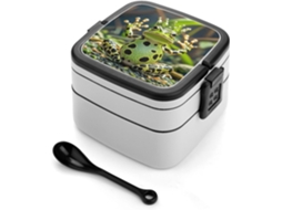 Marmita Bento Empilhável Crown Frog Para Adultos, À Prova De Vazamentos, Grande, Com Tampa E Colher Inclusa, Ideal Para