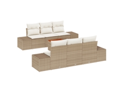 Conjunto 7 Móveis Para Exterior Vidaxl Bege Vime Pe (239 X 62 X 69 Cm)