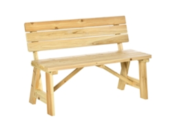 Banco de jardim em madeira 2 lugares com encosto alto e ripas 116x56x80cm natural BTFORUS