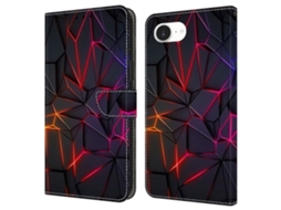 Capa Para Iphone 16e Com Compartimento Para Cartão, Estampa Flexível, Feita Em Couro Pu, Modelo Flip, Vermelho Com Rachaduras