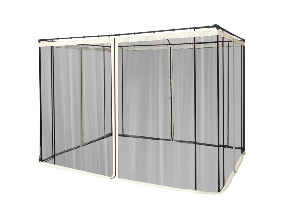 Rede Mosquiteira Preta 3x3m, 4 Painéis, Zíper, Nylon, Antimoscas. Ge