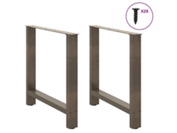Vidaxl Pés Para Mesa De Jantar Em Aço Natural, 2 Peças, 70x(72-73) Cm, Aço