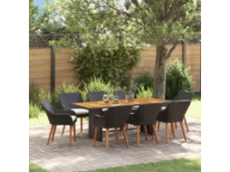Vidaxl Conjunto de Jantar para Jardim com Almofada 9 Pcs Preto Vime Pe