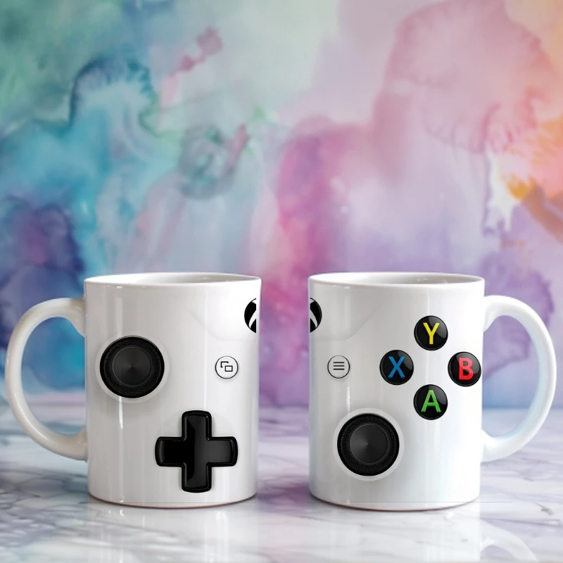 Caneca de Cerâmica Branca, 330 Ml, Caneca 3d para Chá com Leite, Caneca Criativa para o Café da Manhã em Formato de Controle de Videogame. MDUG
