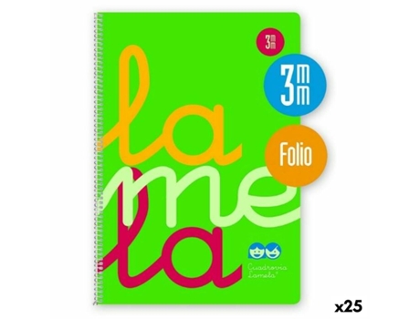Caderno LAMELA Cuadrovía Verde Fluorescente Din A4 80 Folhas 21,5 x 31,5 cm 5 Peças (25 Unidades)