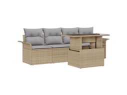 Conjunto 5 Conjunto De Móveis De Jardim Vidaxl Bege Vime Pe (100 X 55 X 73 Cm)