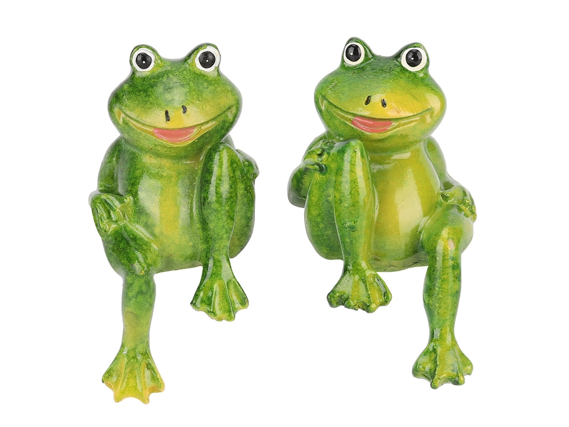 Estátua De Sapo De Resina Para Jardim Decorativo 2 Peças