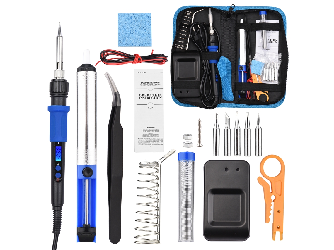 Kit De Soldador De Ferro Com Temperatura Ajustável, 15 Em 1, Tela Lcd, Controle 392-932℉, Ferramenta De Soldagem Para Eletrônica