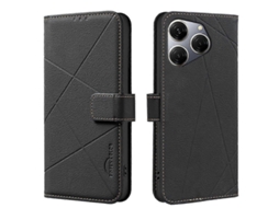 Capa De Couro Para Celular Com Padrão Geométrico Rfid