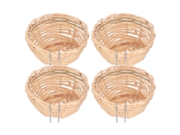 4pcs Ninho de Pássaro de Bambu Tecido à Mão para Aves Pequenas, com Gancho