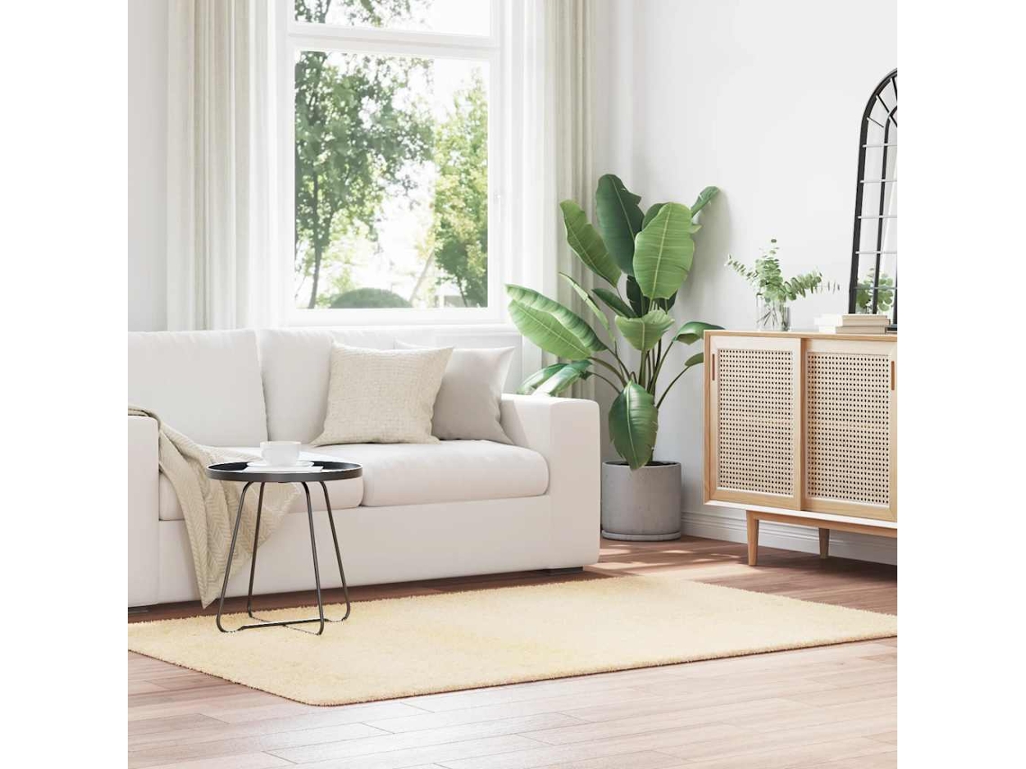 Vidaxl Tapete Shaggy De Pelo Alto Navarra 130x200 Cm Poliéster Creme