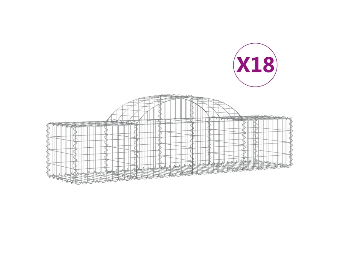 Conjunto 18 Cesto gabião VIDAXL Prateado Ferro (200x50x40/60 cm)