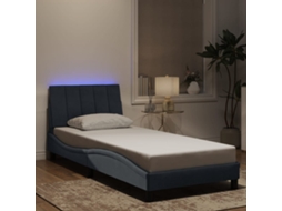 Estrutura De Cama C/ Luzes Led 90x200 Cm Veludo Cinza-escuro