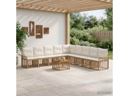 Vidaxl Conjunto De Sofás Para Exterior 10 Unid. Natural E Branco Creme