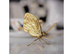 Escultura Mariposa Dorada de Latón Figura Animal Ornamento de Mesa para Hogar Oficina Coche Decoración