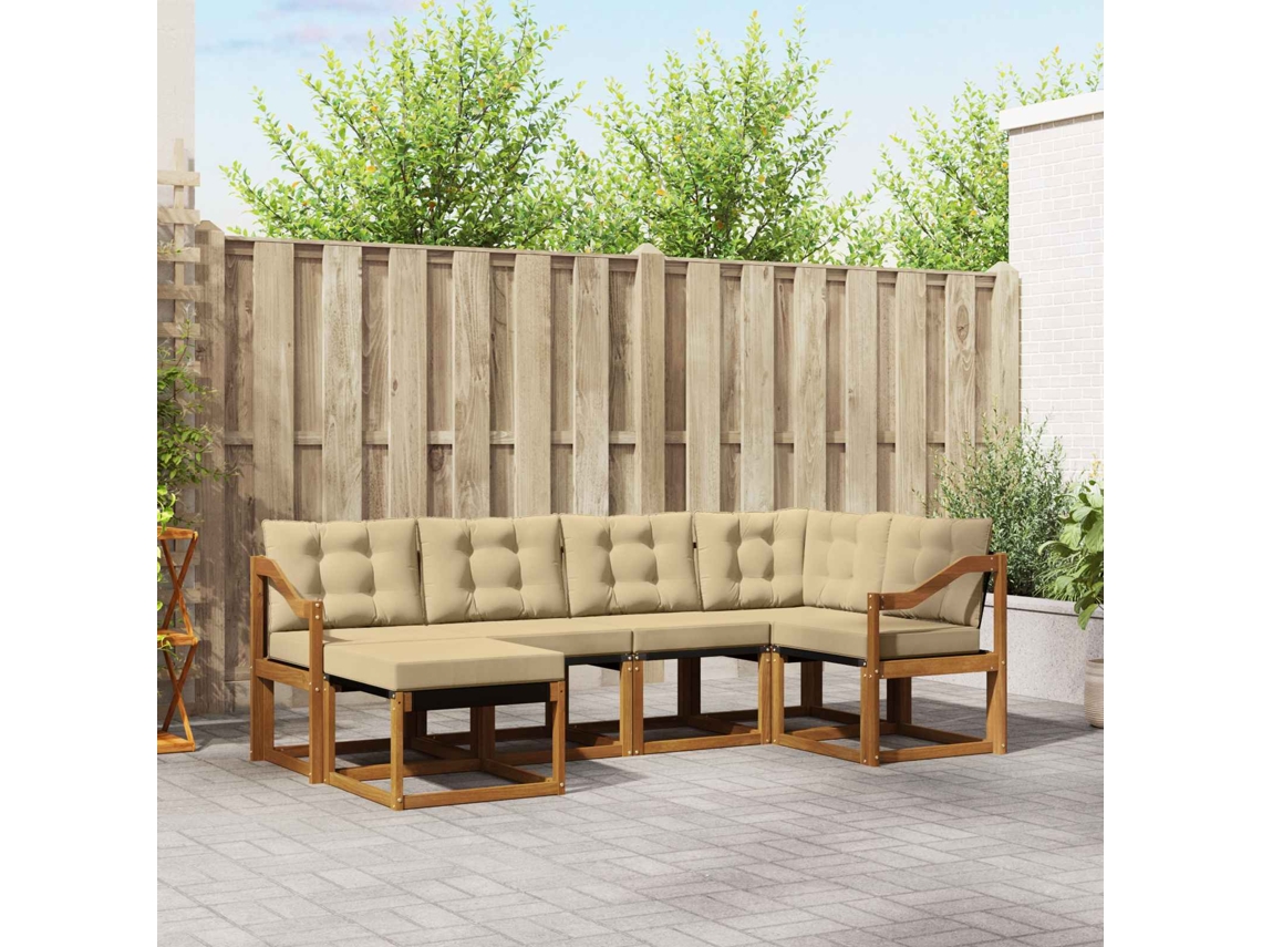 Vidaxl Conjunto De Sofás Para Exterior 6 Pcs Natural E Bege