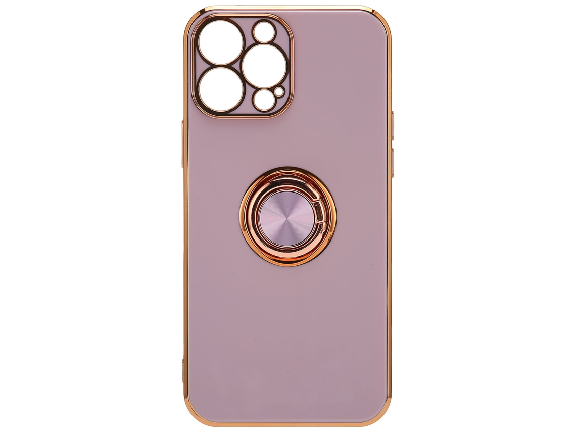 Capa De Celular Rosa Dourado Com Anel Eletroplatado Ultra Fina Tpu Para Iphone 13 Pro Roxo Claro