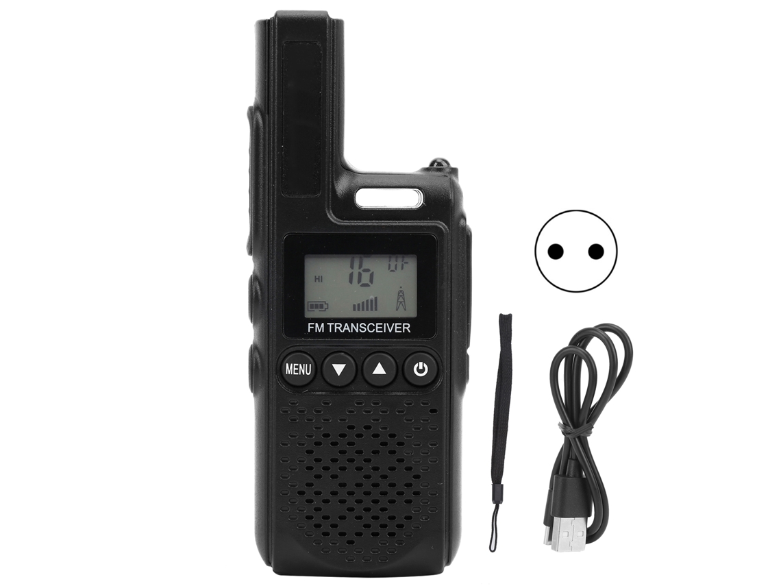 Mini Walkie Talkie Portátil 99 Canais Rádio Bidirecional De Longo Alcance Portátil Para Hotel Preto Plugue Ue 100 240v Brilvibera