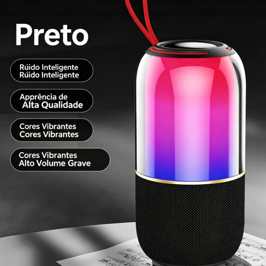 Caixa de Som Bluetooth IPX7, Preto, Portátil