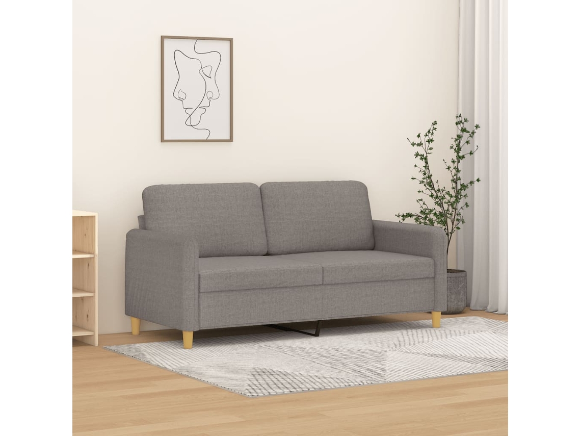 Vidaxl Sofá De 2 Lugares Tecido 140 Cm Cinzento-acastanhado