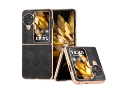 Capa De Celular De Poliuretano Com Textura Xadrez E Nano Chapeamento Para Oppo Find N3 Flip