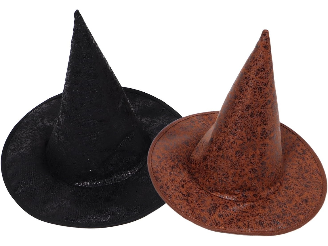 Conjunto De 2 Chapéus De Bruxa De Halloween Com Aba Larga Em Camurça.