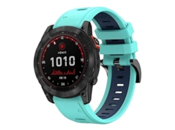 Pulseira De Relógio Garmin Fenix 7x 26mm Em Silicone Verde Menta Azul Chennls