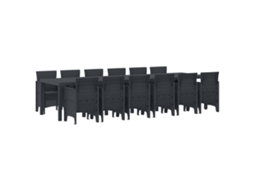 Vidaxl Conjunto De Jantar Para Jardim 13 Unid. Antracite Rattan Polt