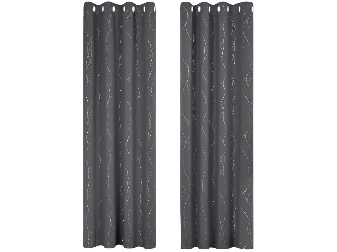 Conjunto De 2 Cortinas Blackout Com Isolamento Térmico E Antifrio Para Crianças, Cinza Escuro, 137 X 234 Cm, Cortinas Com Ilhós