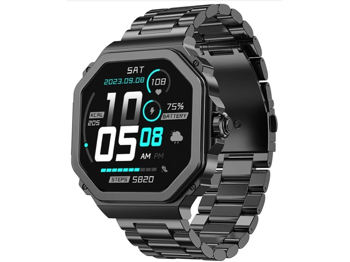 Relógio inteligente Bestvite T63 com tela AMOLED de 1,43" e Bluetooth, com sensor de frequência cardíaca e oxigênio no sangue, notificações push e modo multiesporte, preto.