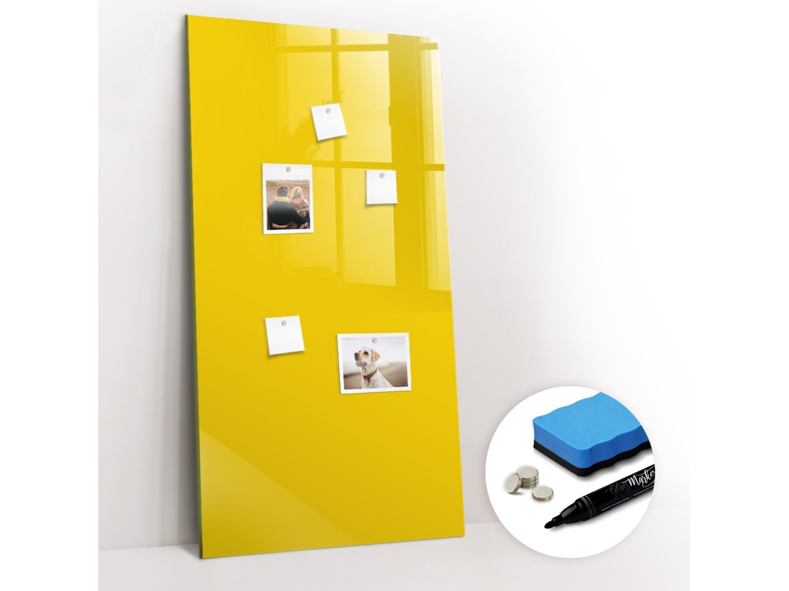 Quadro Magnético Colorido Cor Amarelo Claro Para A Sala De Estar Espelharte (60x120 Cm)