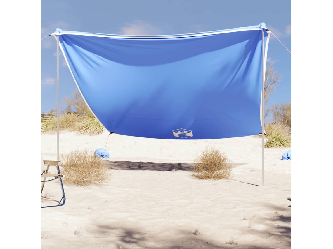 Vidaxl Toldo De Praia Com Âncoras De Areia 304x300 Cm Azul