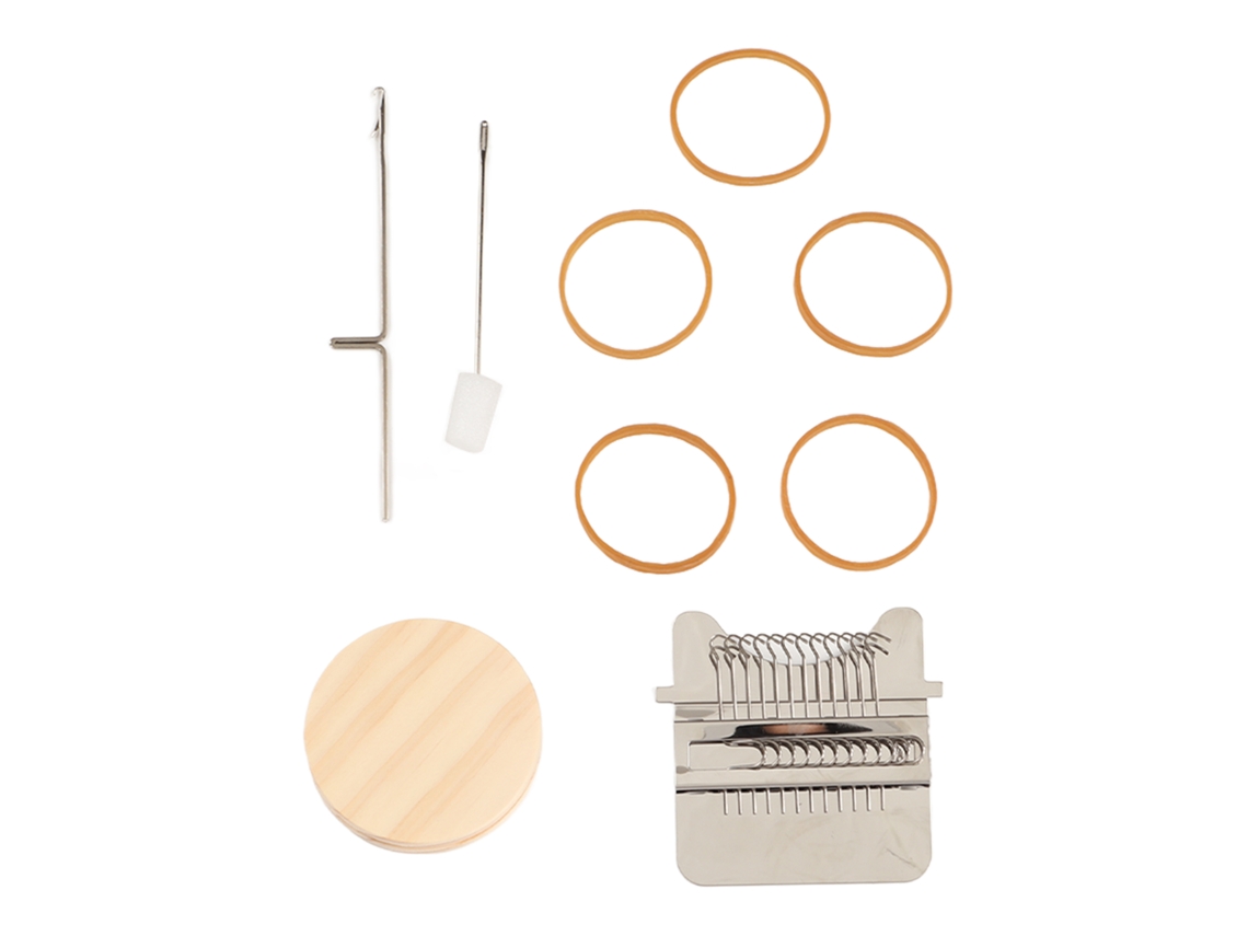 Máquina de Tejer Mini para Reparaciones Con 12 Ganchos Acero Inoxidable Madera Fácil de Usar para Alfombras Bufandas Ropa