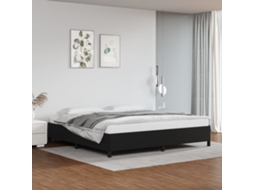 Cama De Casal | Camas Para Quarto | Estrutura De Cama 200x200 Cm Couro Artificial Preto