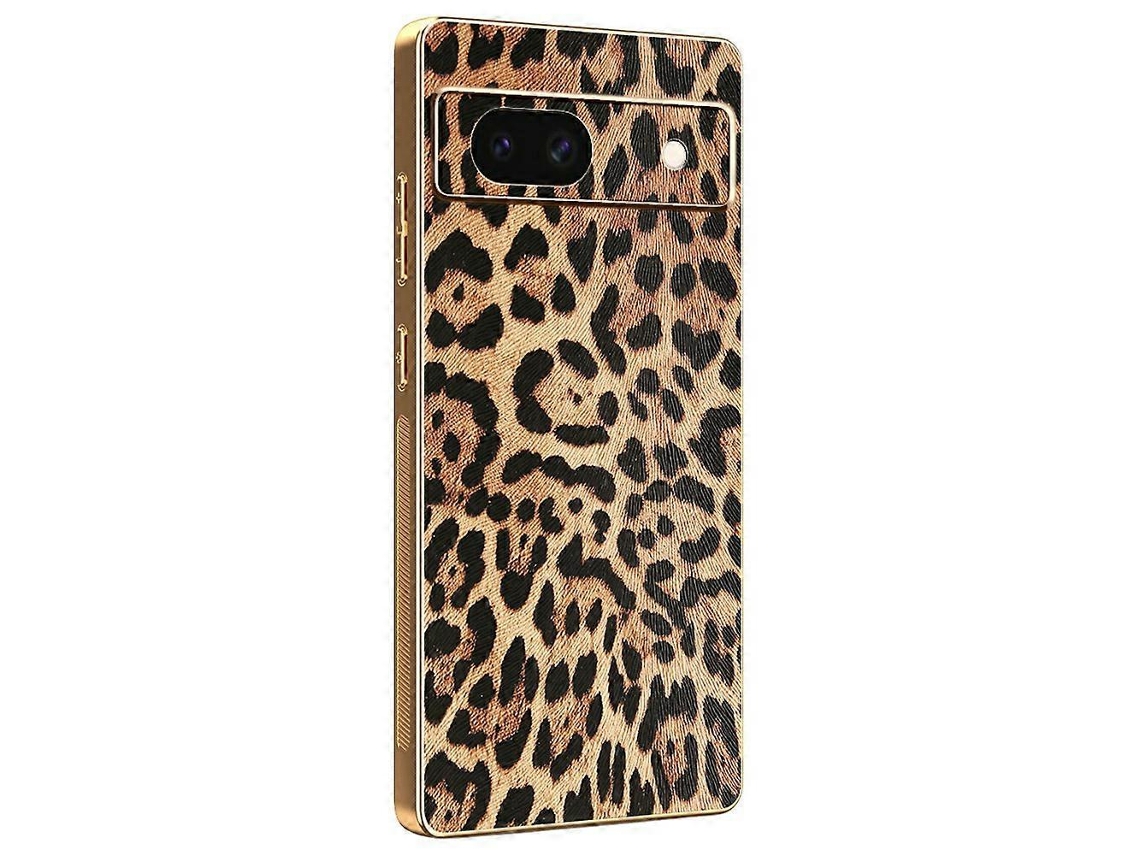 Capa Tkdaddy Para Google Pixel 8a Com Estampa De Leopardo, Couro Sintético Revestido, Pc Tpu Galvanizado