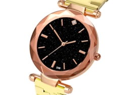 Relógio de Pulso Analógico com Pulseira de Aço Estilo Moderno e Movimento de Quartzo (dourado)