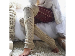 Medias Largas De Punto Para Mujer, Sobre La Rodilla, Abrigadas, Invierno, Otoño, Primavera, Algodón Mezclado, Casual, Fiesta Bege