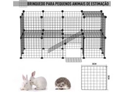 Parque para Coelhos PAWHUT 36 Painéis (Preto - 146x73x73cm - ABS)