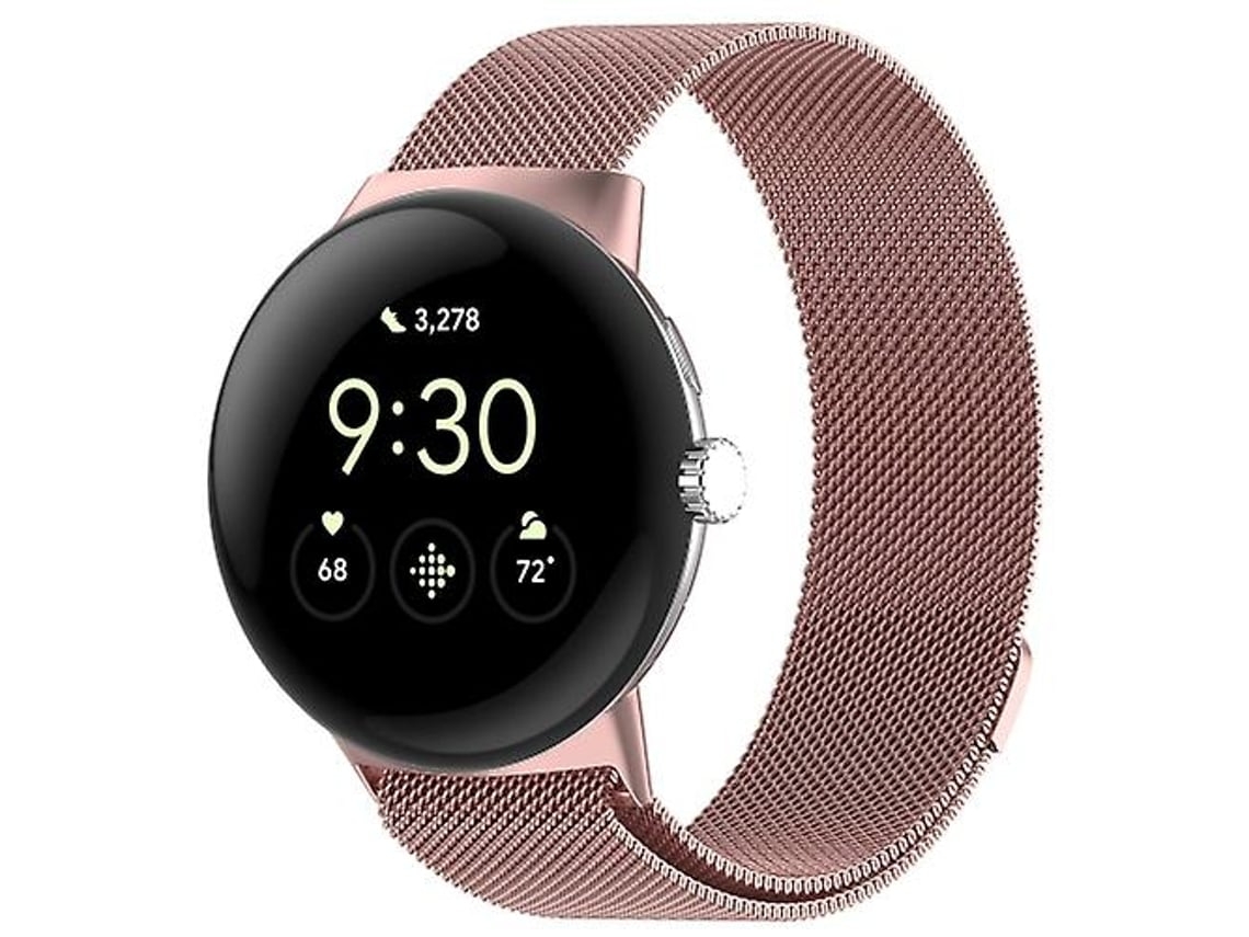 Pulseira, Compatível Com Google Pixel Watch, De Aço Inoxidável Laço Milanês, Chenille Rosa