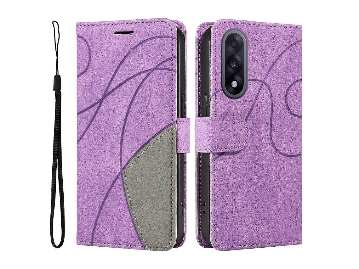 Capa De Couro Com Suporte E Carteira Tkdaddy Para Oneplus Nord 5 5g / Oneplus Ace 5 Ultra 5g Com Design Bicolor Roxo
