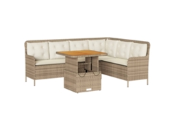 Conjunto 2 de sofás p/ jardim com almofadões VIDAXL vime PE bege