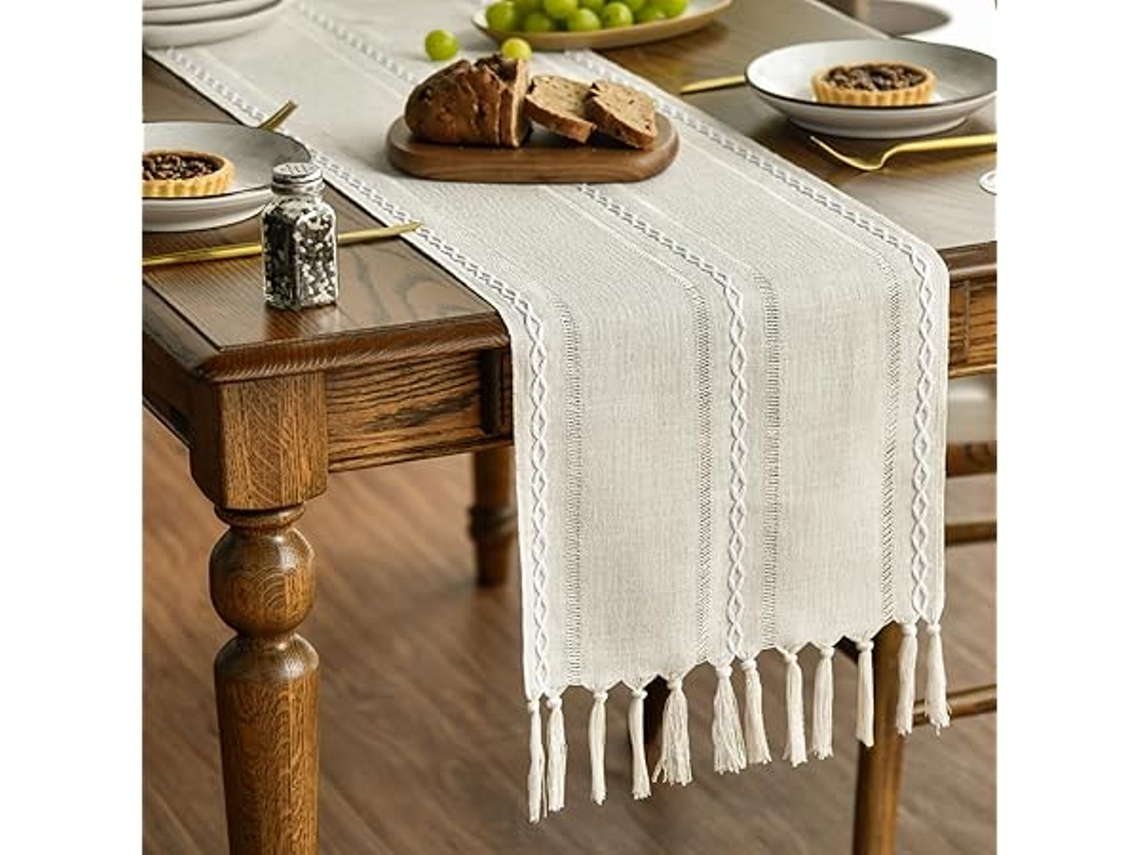 Toalha de Mesa Rústica em Algodão e Linho 33x143cm STELASPLEN