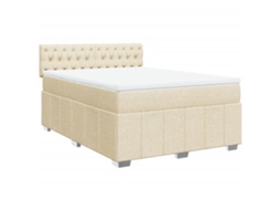 Cama com Molas/colchão 140x200 Cm Tecido Cor Creme MAISON EXCLUSIVE