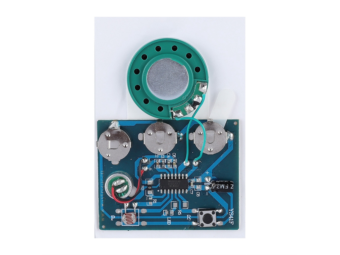 Aetheria módulo Gravador de Áudio 27s com Controle Fotossensível, Bateria Botão e Saída 0.5w