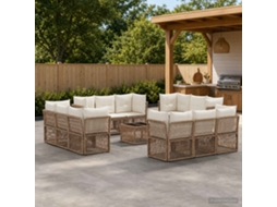 Vidaxl Conjunto De Sofá De Jardim 13 Unid. Bege Vime Pe