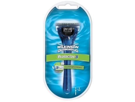 Lâmina de Barbear WILKINSON SWORD Protector  gilete para homem Pretoe  Azul