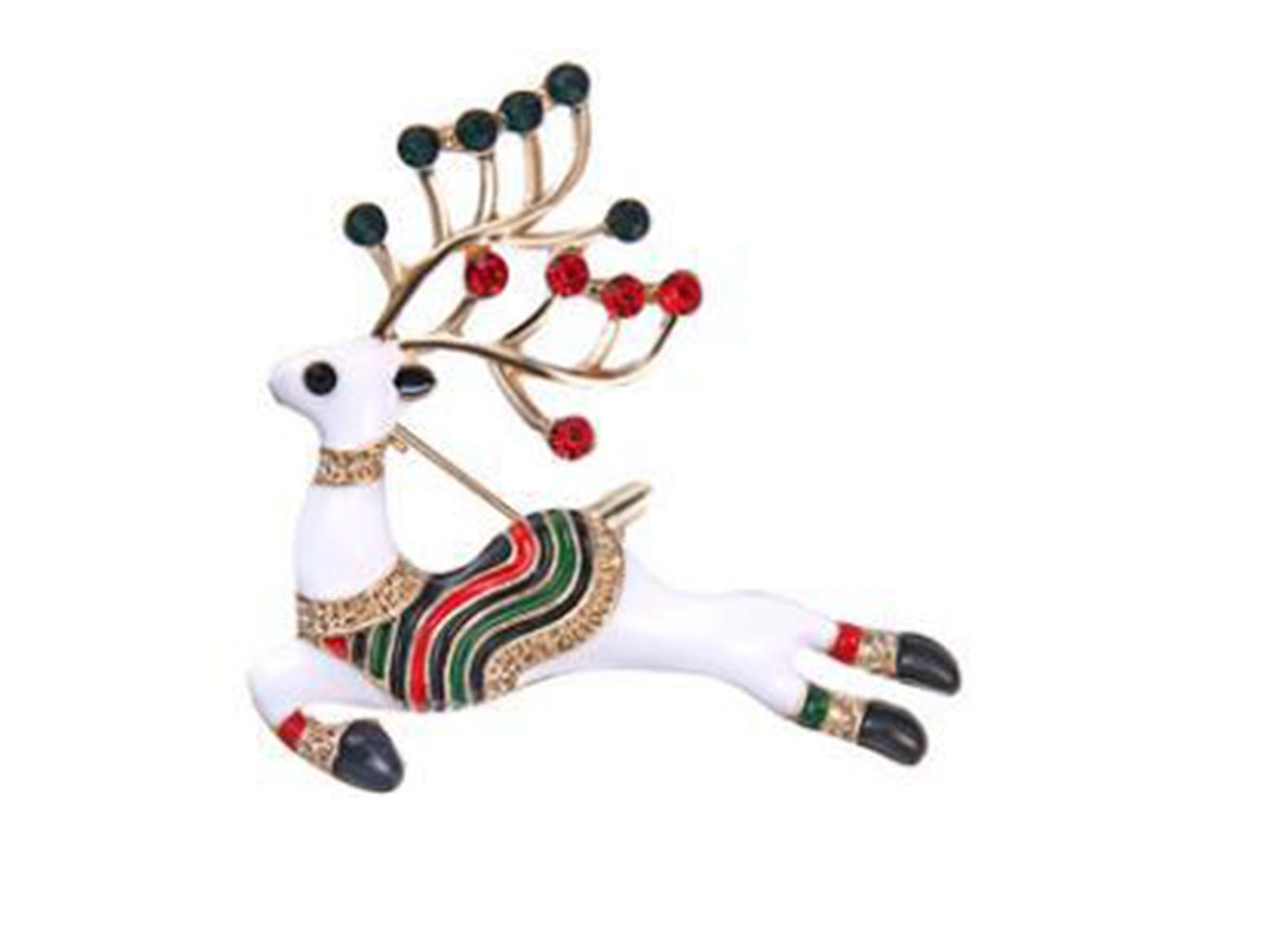 Laxiscreed Broche De Natal Com Rena E Strass, Joalharia Fashion Para Prendas De Festas